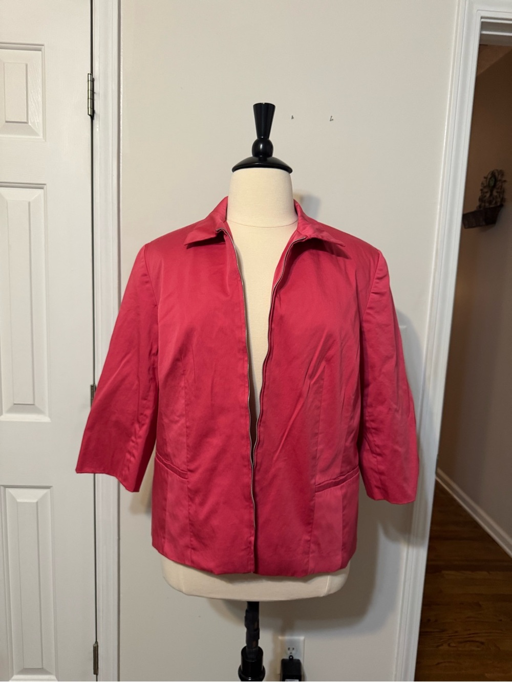 Cropped Bright Pink Open-Front Blazer Jacket